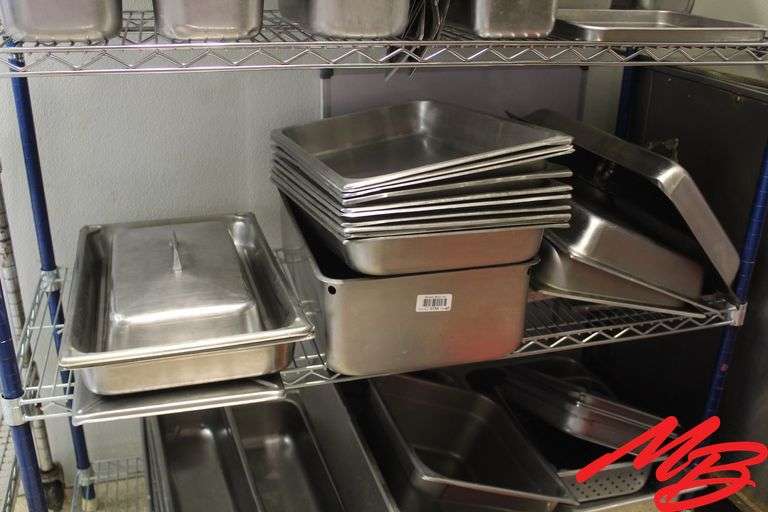 (13) 19" Stainless Steel Serving Pans, Rectangle w/Assorted Lids