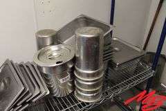 Lot of Stainless Steel Serving Pans: Square, Rectangle, and Rounds