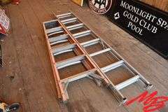 Fiberglass step ladder & alum extension ladder