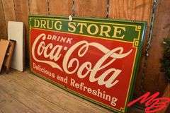 Coca-Cola Drug Store Porcelain Sign 96"x54"