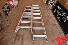 Fiberglass step ladder & alum extension ladder