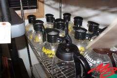 (18) Glass Coffee Pots: Folgers, Hills Bros.