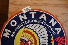 Montana Chief Gasoline Porcelain Sign 30"