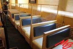 Booth Seating & Tables: 3 doubles, 2 singles, 3 wall mount tables 48x30