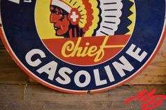 Montana Chief Gasoline Porcelain Sign 30"