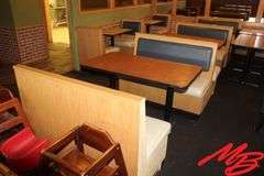 Booth Seating & Tables: 2 doubles, 2 singles, 3 Freestanding tables 48x26
