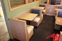 Booth Seating & Tables: 1 double, 2 singles, 2 Freestanding tables 30x24
