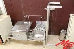 3 Sinks: Delfield In-Counter Sink 24x21; 2 SS Single Sinks w/faucets