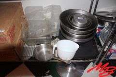 Assorted Stainless Steel Bowls & Strainers, & Misc Plastic Serving Items