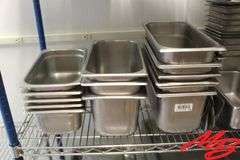 Lot of Assorted Stainless Steel Serving Pans, Rectangle and Square w/ Assorted Lids