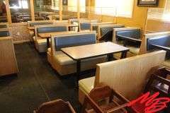 Booth Seating & Tables: 2 doubles, 2 singles, 3 Freestanding tables 48x26