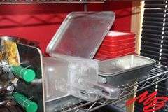Assorted Glass Canisters, Stainless Steel Bowls, Ice Scoops, Cooking Trays, & Serving Utensils
