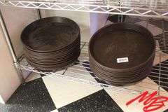 2 Stacks of Plastic Serving Trays, 12.5"