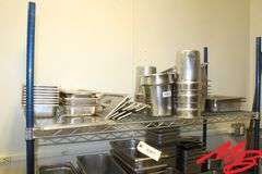 Lot of Stainless Steel Serving Pans: Square, Rectangle, and Rounds