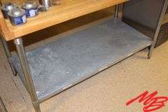 Stainless Steel Table with Butcher Block Top, 60"x30"x36.5"