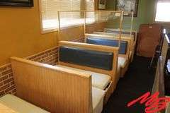 Booth Seating & Tables: 3 doubles, 2 singles, 3 wall mount tables 48x30