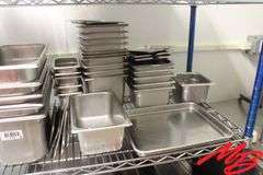 Lot of Assorted Stainless Steel Serving Pans, Rectangle and Square w/ Assorted Lids