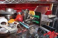 Assorted Glass Canisters, Stainless Steel Bowls, Ice Scoops, Cooking Trays, & Serving Utensils