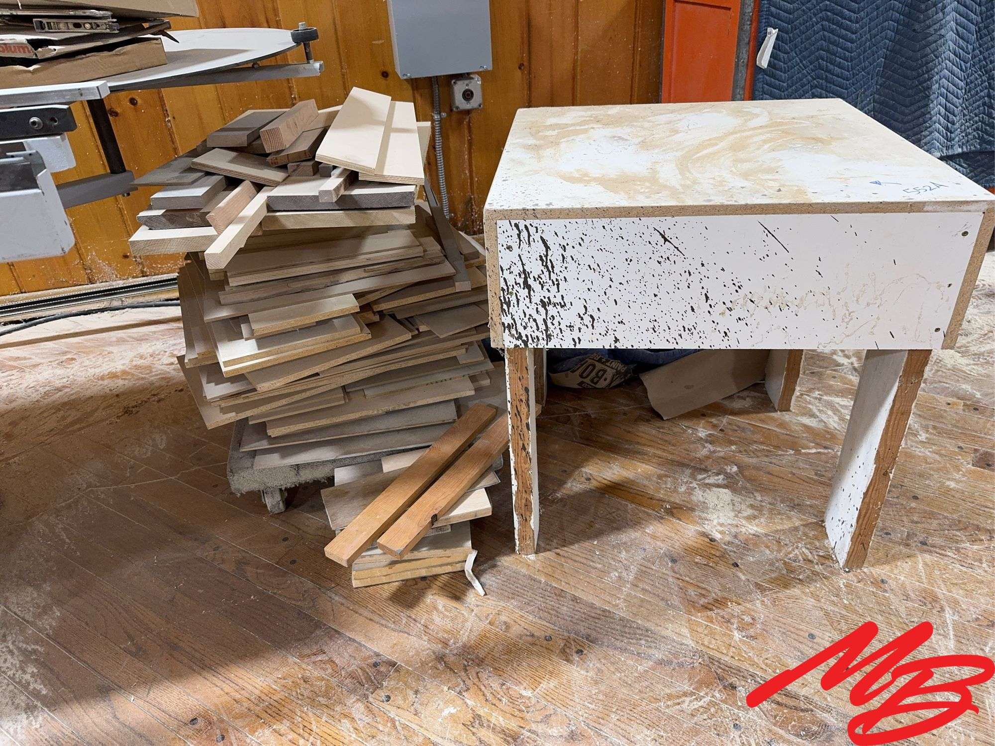 Handmade Table with Scrap Wood & Dolly
