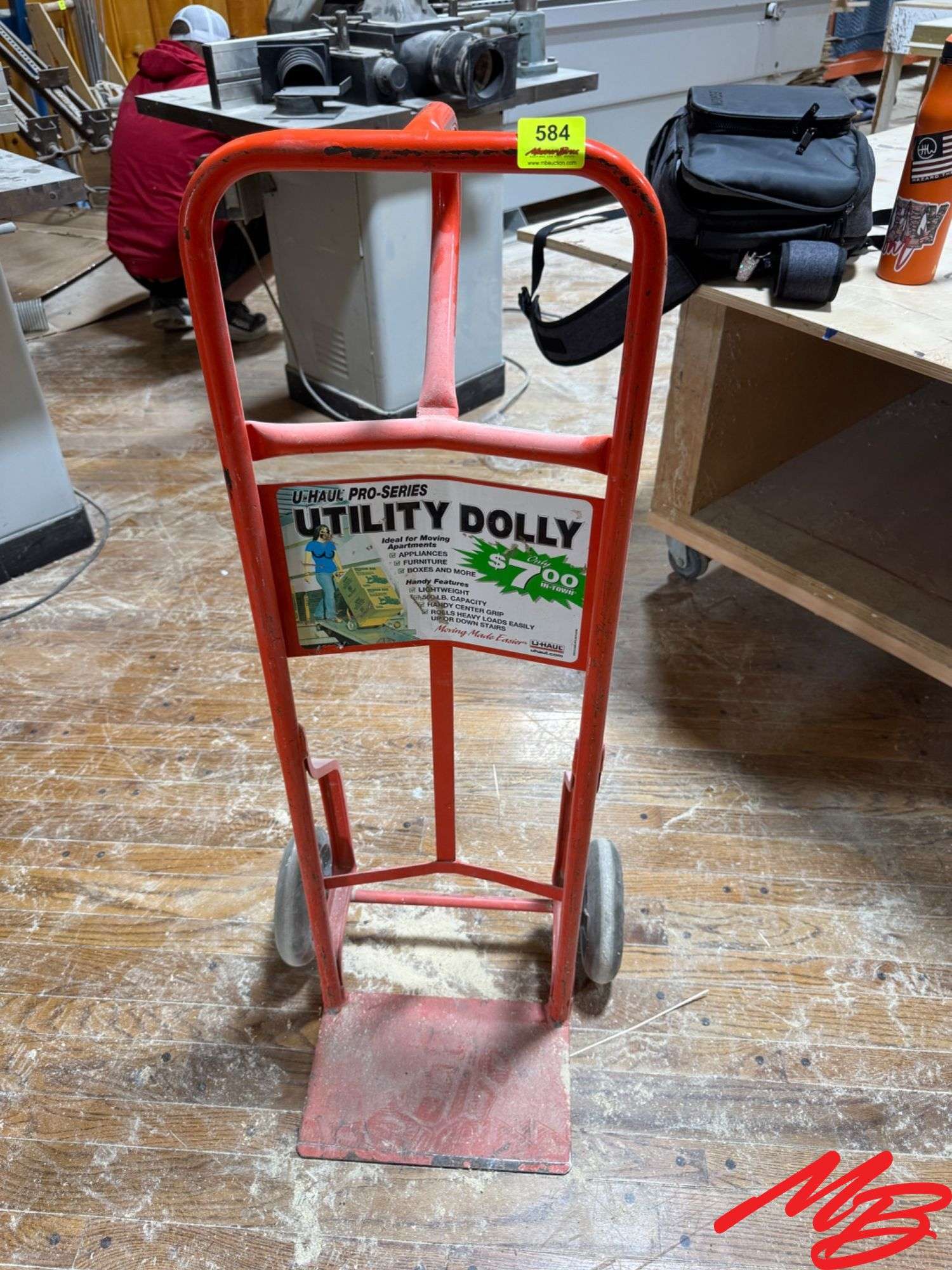 Red Metal Utility Dolly with Two Wheels