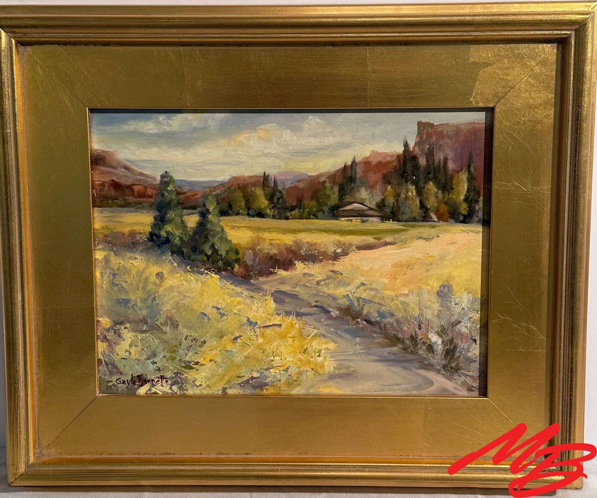 "Two Track To The Meadow" by Gayle Barnett. Original Oil, Artwork 11 1/4" W x 8 1/4" H