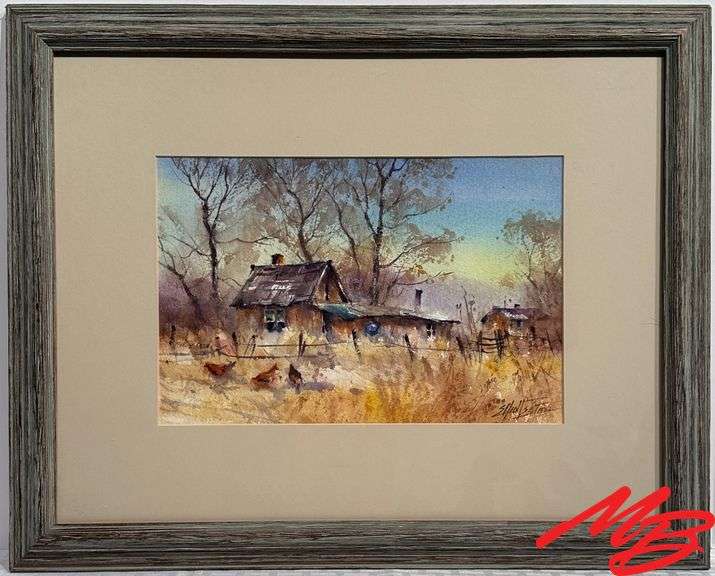 "In The Country" by Elliott Eaton. Original Watercolor, Artwork 11-1/2"W x 7-3/4"H