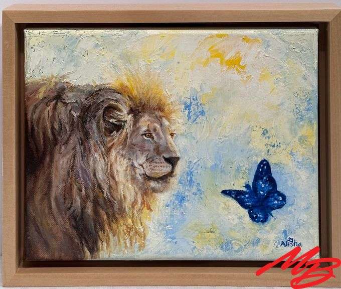 "Lion Sees Hope" by Alisha Shenck. Original Oil, Artwork 10"W x 8"H