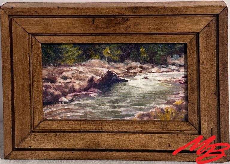 "Crandall Creek" by Dennis Barhaug. Original Oil, Artwork 5" W x 2 3/4" H
