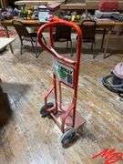 Red Metal Utility Dolly with Two Wheels