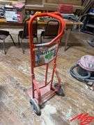 Red Metal Utility Dolly with Two Wheels
