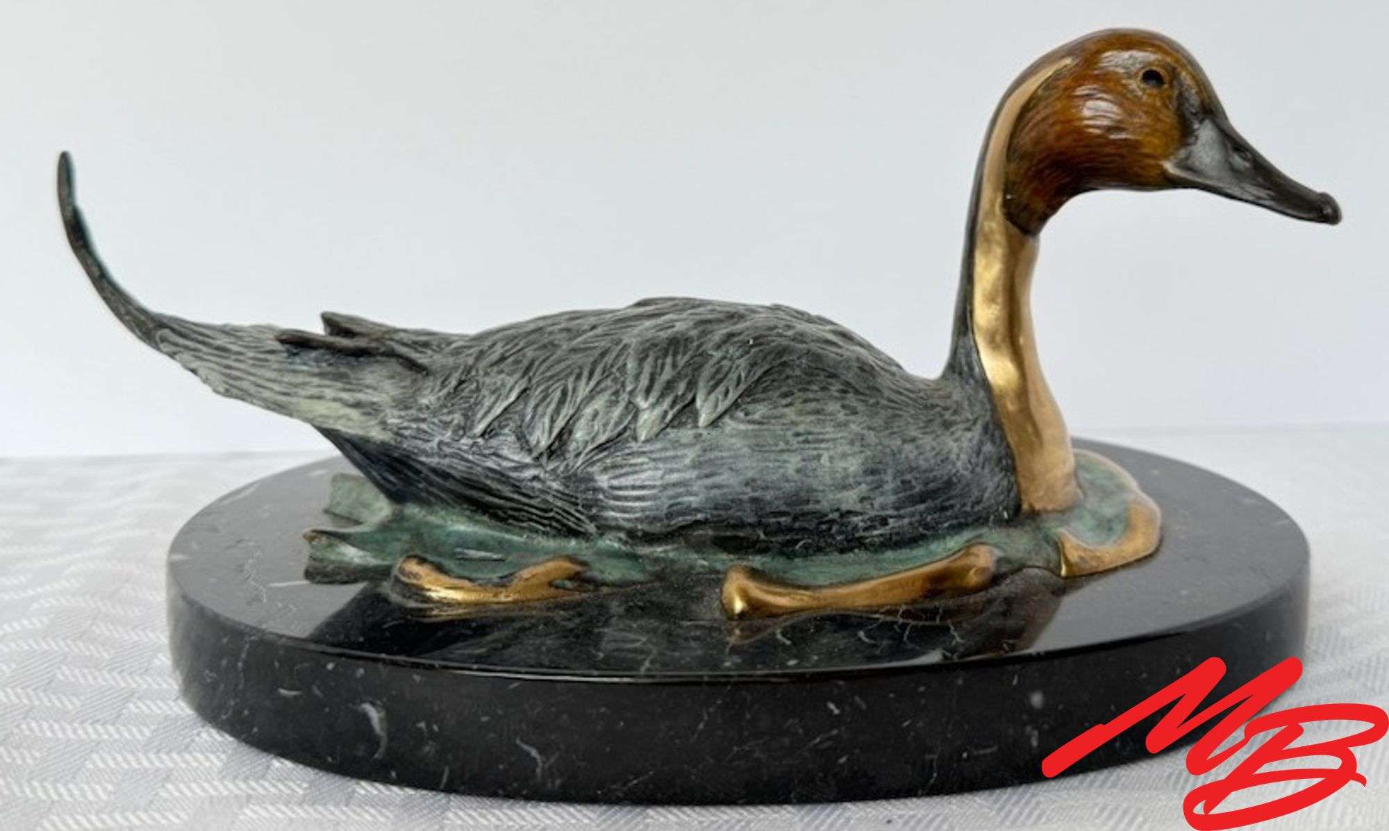 Duck by Geoffrey C. Smith. Bronze, 37/48, 7-1/2"W x 3-3/4"H x 5-1/2"D