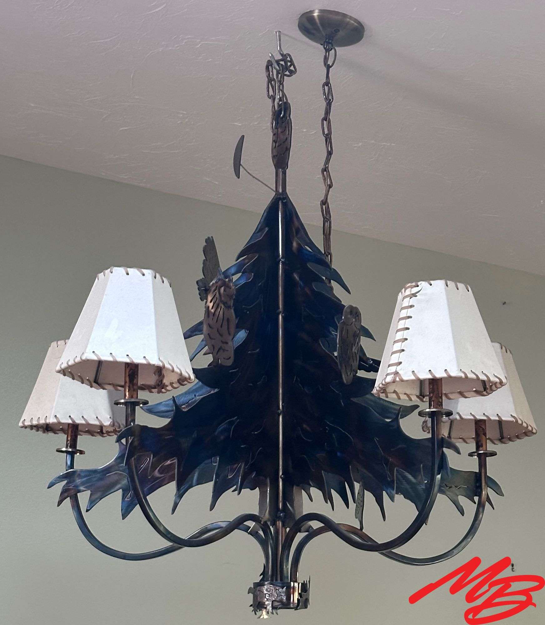 Metal 42" 5 Bulb Chandelier *Heavy*