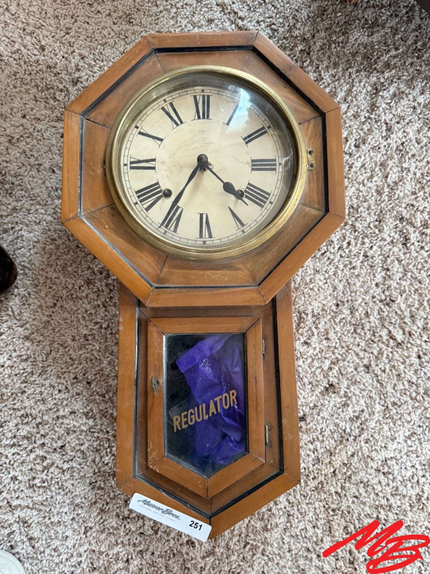 1900's Regulator Clock With Key