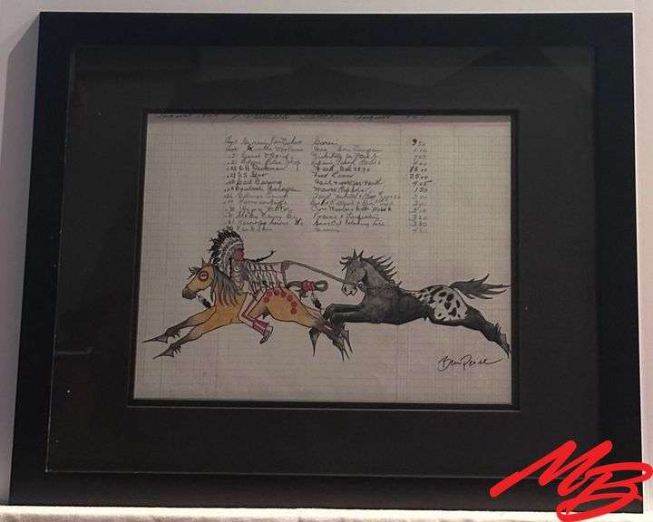 Ledger Art by Ben Pease. Frame 22"W x 18"H
