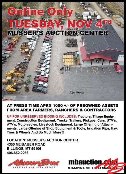 MUSSER'S AUCTION CENTER • FALL AG • CONSTRUCTION • RECREATIONAL • SHOP EQT