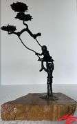 Kids Playing on Swing. Metal, 8-1/2"W x 12-3/4"H x 8"D