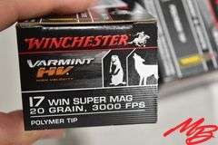 Winchester 17 Win Super Mag Ammo, 20gr (200rds)