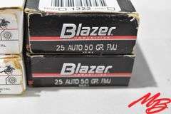 Asst 25 Auto Ammo, 50gr FMJ (Aprox 180rds)
