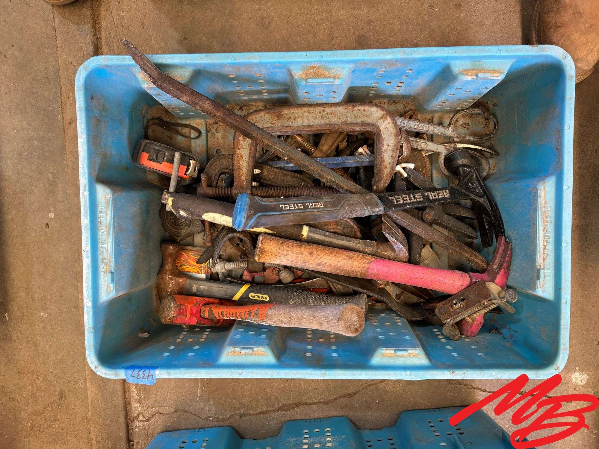 Assortment of Tools - Tape Measures, Hammers, Pry Bar, Etc.