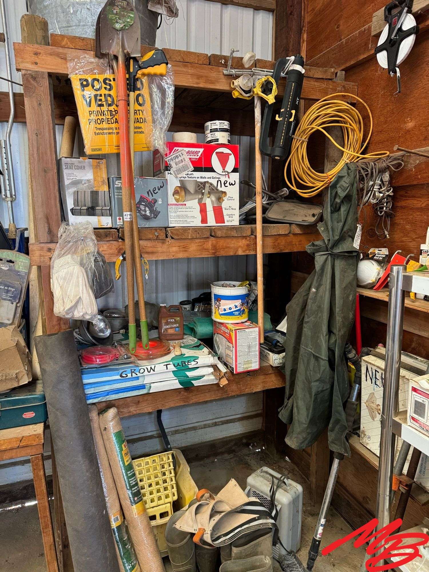 Wall of Misc Shop Supplies, Grow Tubes, Tools Etc