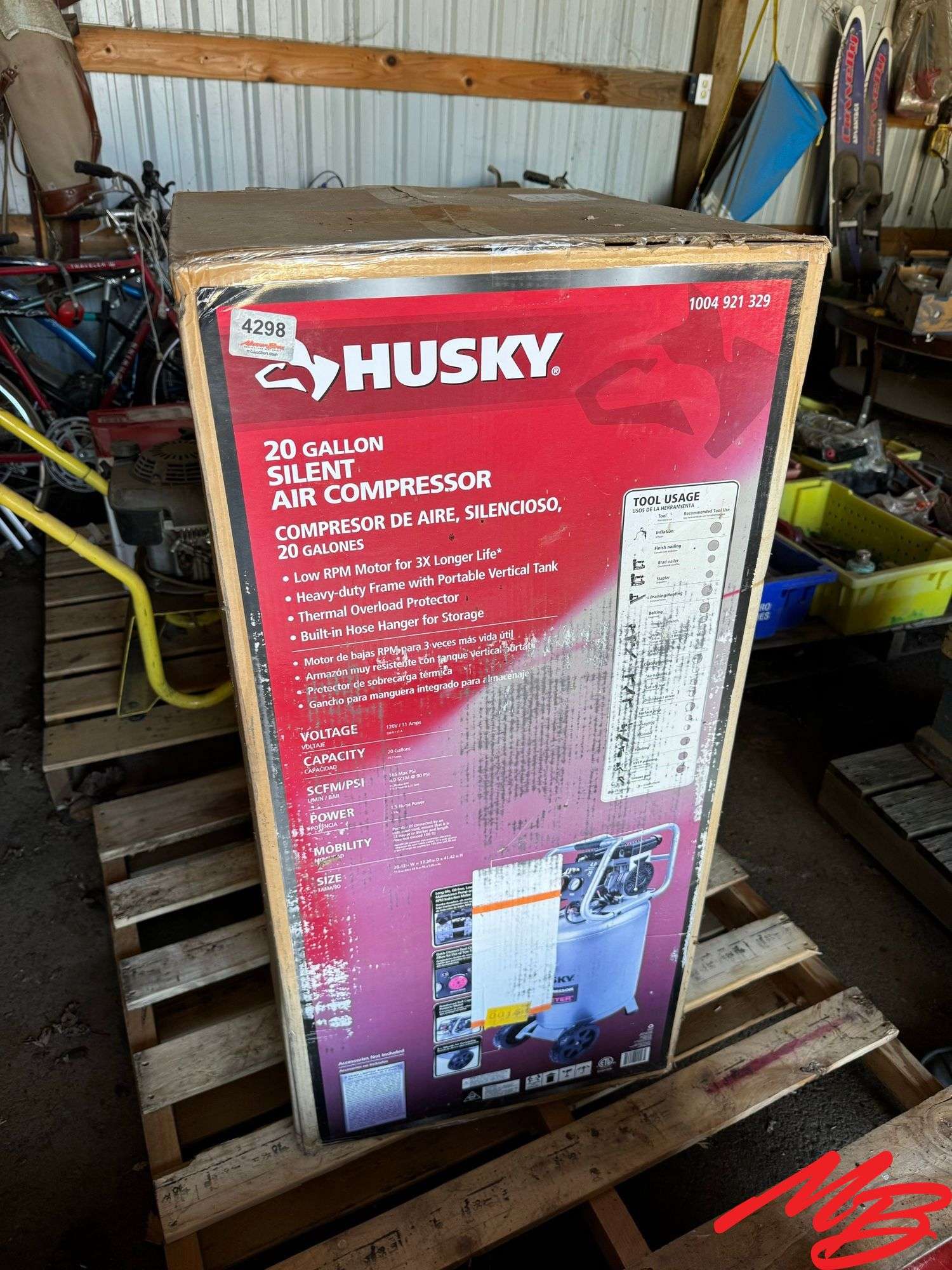 New In Box Husky 20 Gallon Silent Air Compressor