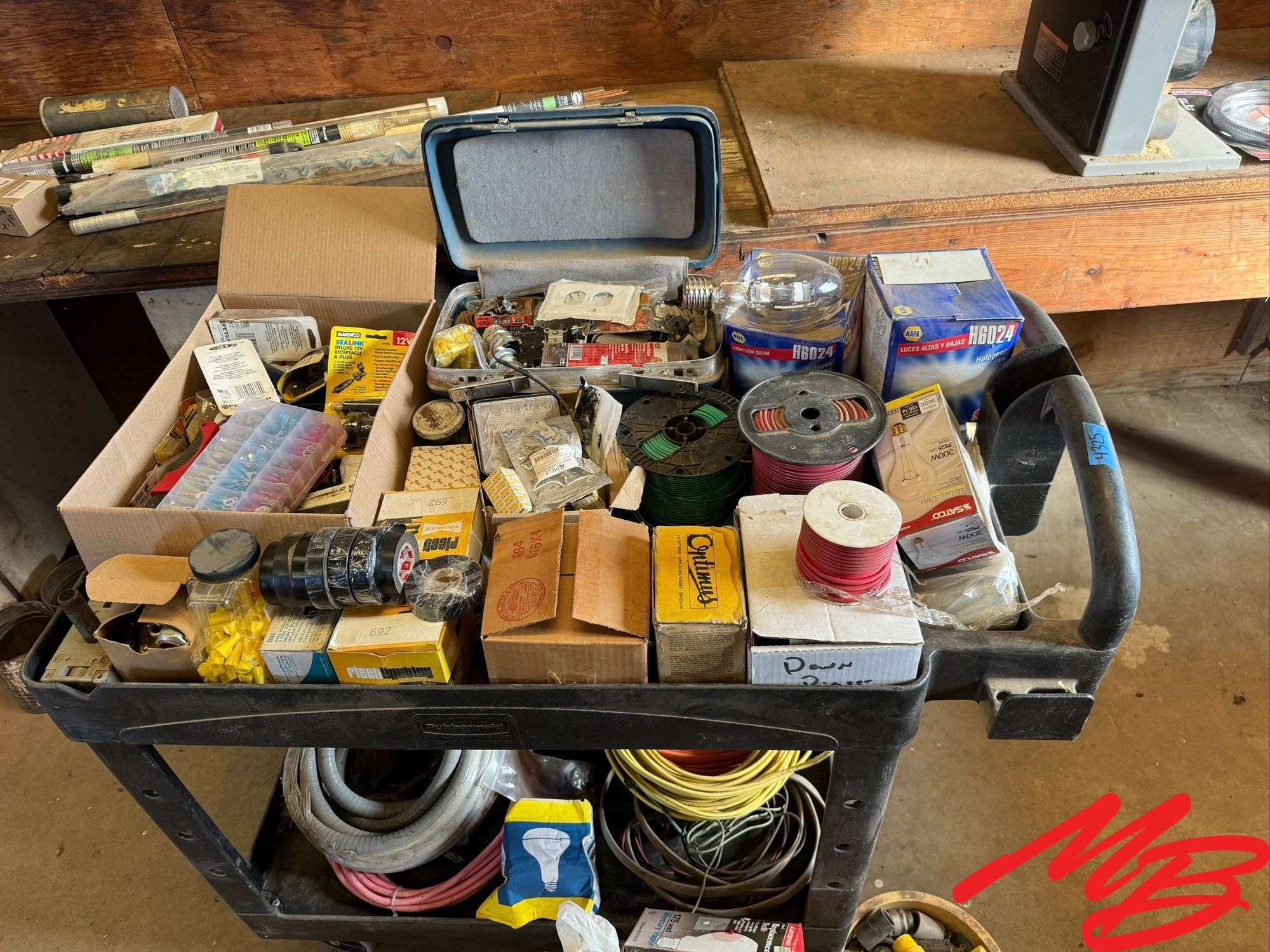 Cart on Wheels with Wire, Electrical Tape, Etc.