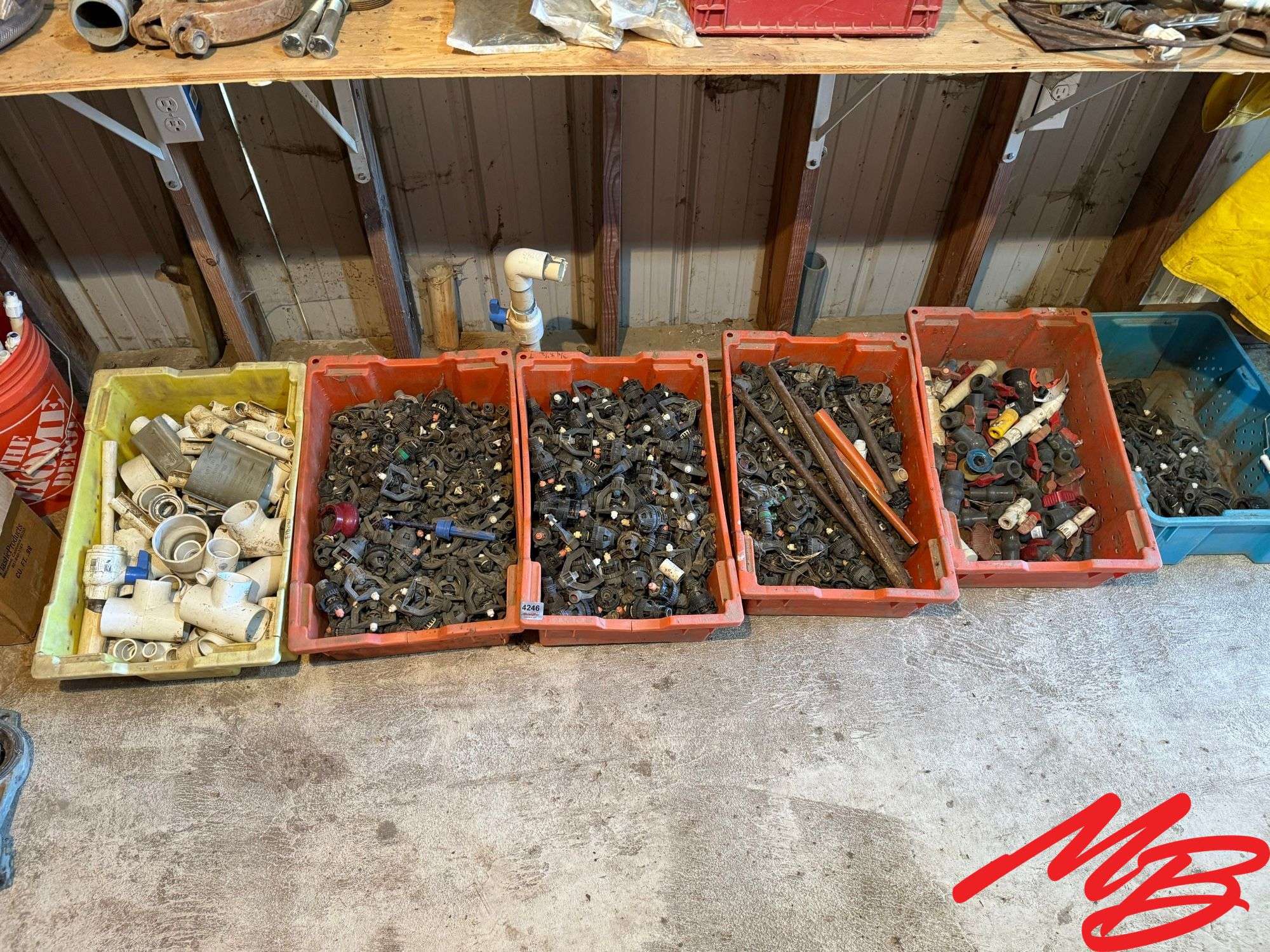(6) Bins of Sprinkler Parts