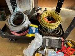 Cart on Wheels with Wire, Electrical Tape, Etc.