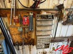 Wall of Saws, Nuts & Bolt Bin, Yard Tools, Etc.