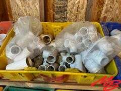(6) Bins of PVC Irrigation Parts