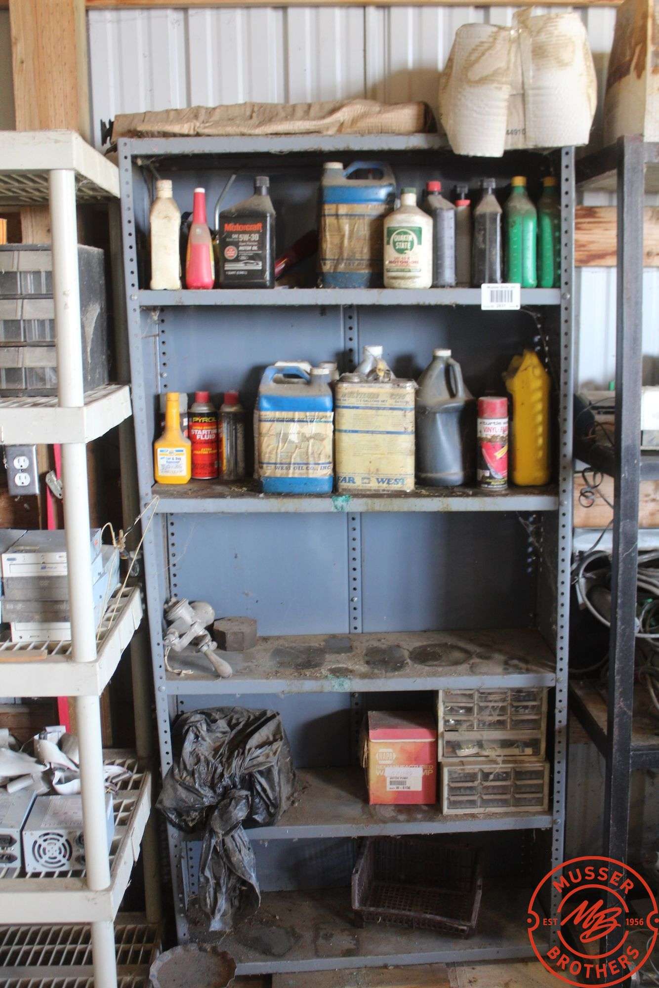 Steel Shelf w/Assorted Oils, etc.