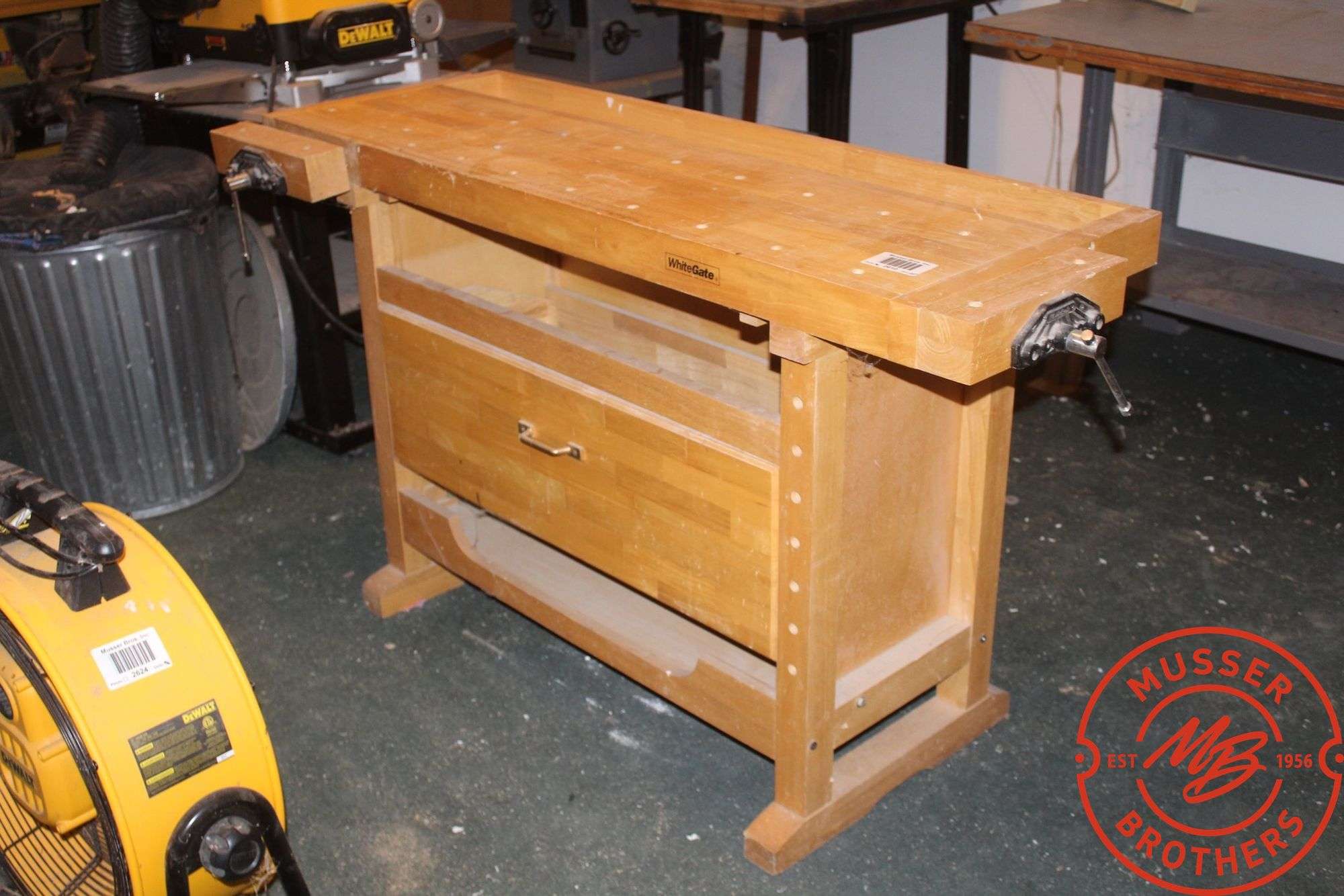 WoodenWhite Gate Work Bench w/Vises, 20"x60"x34"