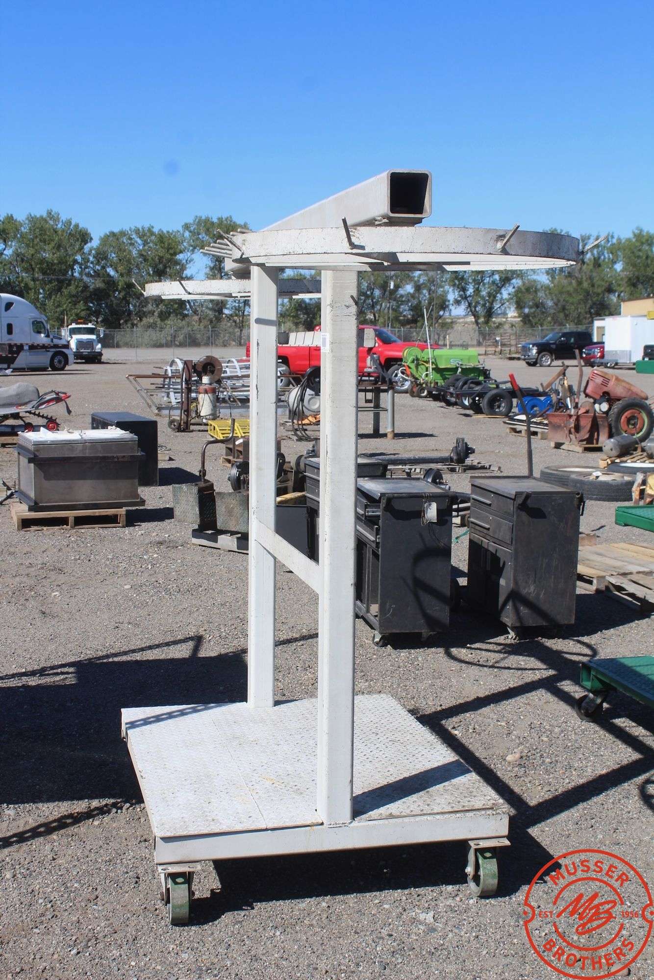 Steel Rack w/ rotating wheels