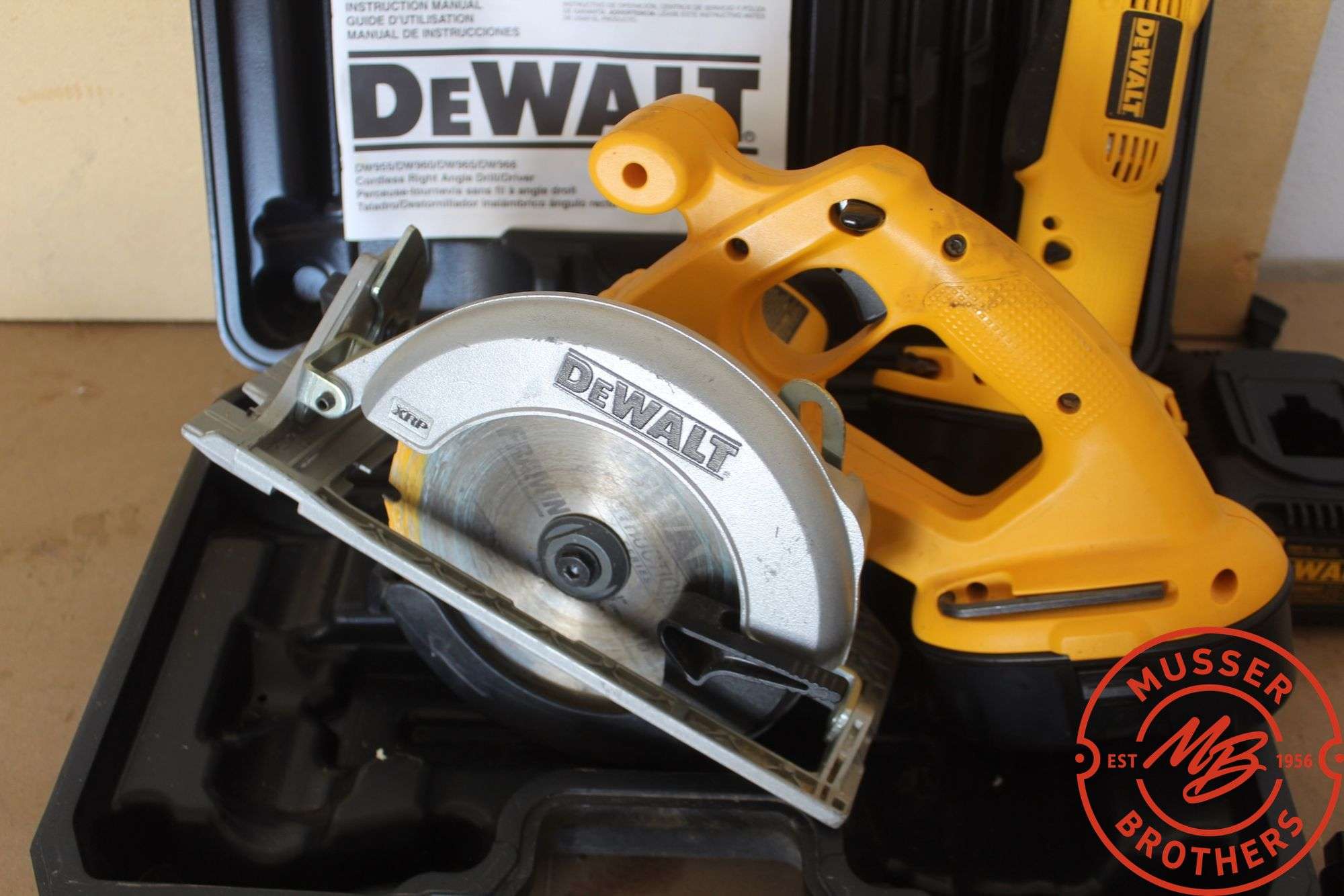 DeWalt 18v Circular Saw &  Right Angle Drill w/Charger & (3) Batteries